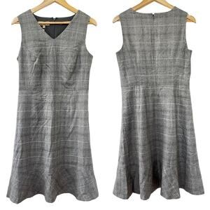 Talbots Plaid Italian Luxe Wool Sleeveless Dress Size 8 Gray Career Office NEW
